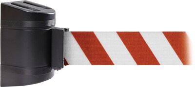 WallPro 300 Black Wall Mount Belt Barrier with 7.5 Red/White Belt