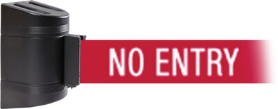 WallPro 300 Black Wall Mount Belt Barrier with 13 Red/White NO ENTRY Belt