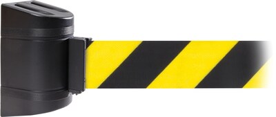 WallPro 300 Black Wall Mount Belt Barrier with 7.5 Yellow/Black Belt