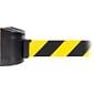WallPro 300 Black Wall Mount Belt Barrier with 7.5' Yellow/Black Belt