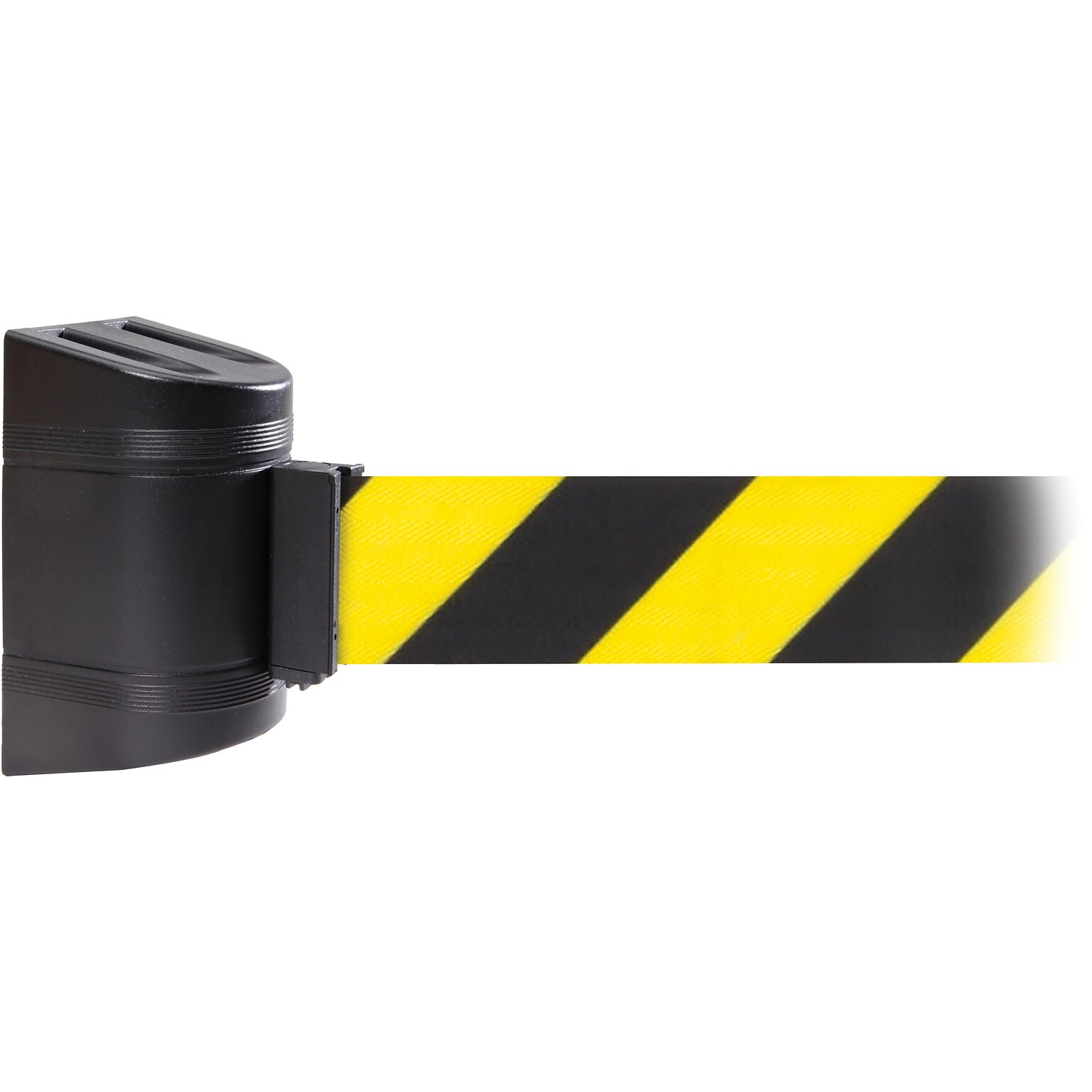 WallPro 300 Black Wall Mount Belt Barrier with 7.5 Yellow/Black Belt