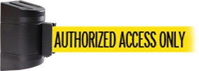 WallPro 300 Black Wall Mount Belt Barrier with 13' Yellow/Black AUTHORIZED Belt