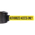 WallPro 300 Black Wall Mount Belt Barrier with 13 Yellow/Black AUTHORIZED Belt