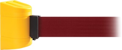WallPro 300 Yellow Wall Mount Belt Barrier with 10 Maroon Belt