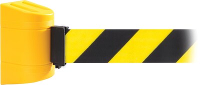 WallPro 300 Yellow Wall Mount Belt Barrier with 13 Yellow/Black Belt