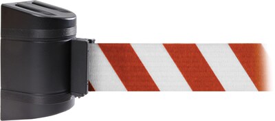 WallPro 450 Black Wall Mount Belt Barrier with 15 Red/White Belt