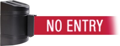 WallPro 450 Black Wall Mount Belt Barrier with 30 Red/White NO ENTRY Belt
