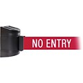 WallPro 450 Black Wall Mount Belt Barrier with 20 Red/White NO ENTRY Belt