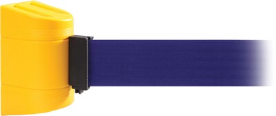 WallPro 450 Yellow Wall Mount Belt Barrier with 15 Blue Belt