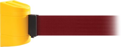 WallPro 450 Yellow Wall Mount Belt Barrier with 20 Maroon Belt