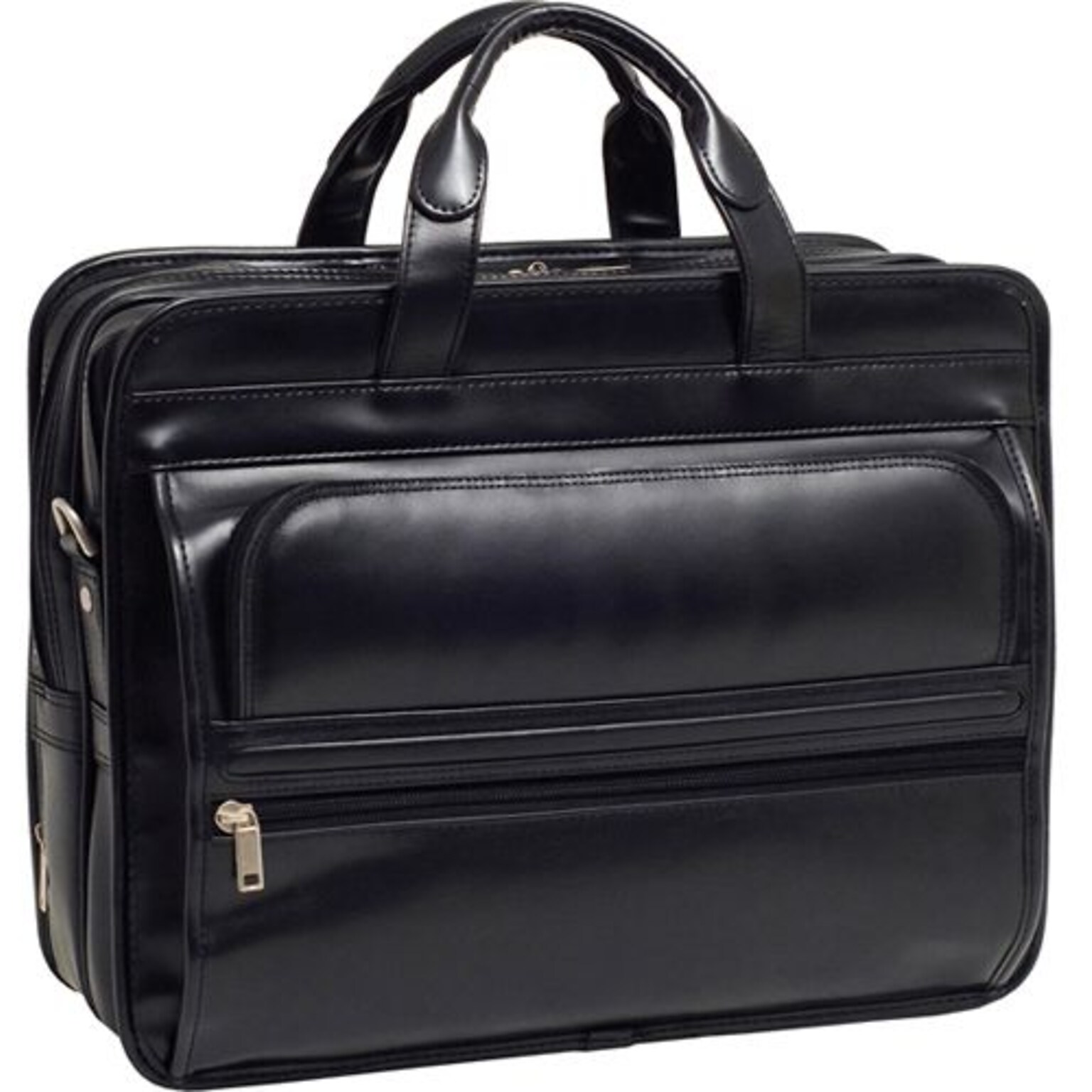 McKlein P Series Laptop Briefcase, Black Leather (86485)