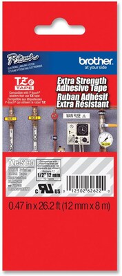 Brother® TZE Extra Strength Label Tape; 0.47(W) x 26.2(L); Clear