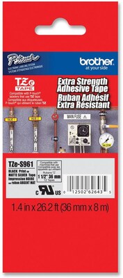 Brother® TZE Extra Strength Adhesive Label Tape; 1.4(W) x 26.2(L); Matte Silver