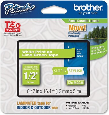 Brother® TZE Label Tape For P-Touch; 0.47(W) x 16.4(L); Lime Green