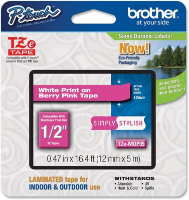 Brother® TZE Label Tape For P-Touch; 0.47(W) x 16.4(L); Berry Pink