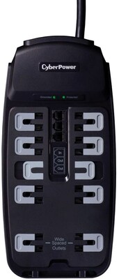 Cyberpower® CSP1008T 10-Outlet 2850 Joule Professional Surge Protector With 8 Cord
