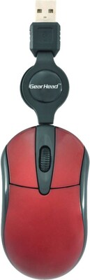 Gear Head™ MP1750RED Retractable Optical Wheel Mouse