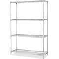 Lorell Industrial Chrome Wire Shelving Starter Kit, Chrome, 36 x 24