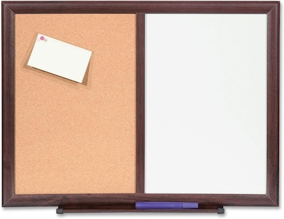 Lorell 24x18 Dry-Erase/Bulletin Combo Boards, Mahogany