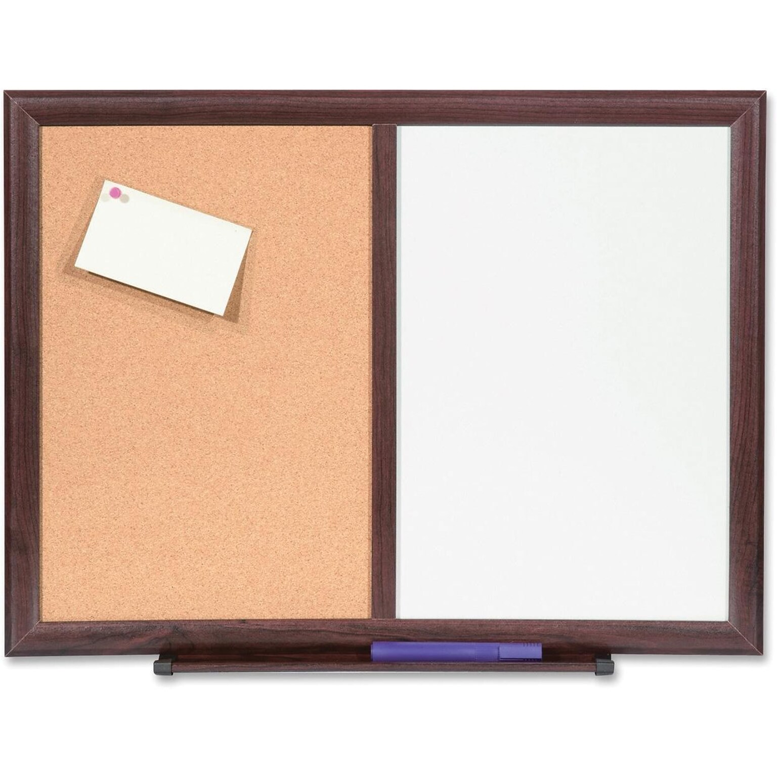 Lorell 24x18 Dry-Erase/Bulletin Combo Boards, Mahogany