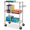 Lorell 3-Tier Rolling Carts, Chrome, Rectangle