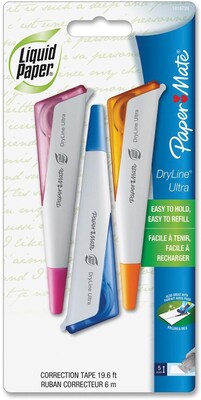 Paper Mate Liq Paper Ultra DryLine® Asst. Cor Tape, 3/Pk