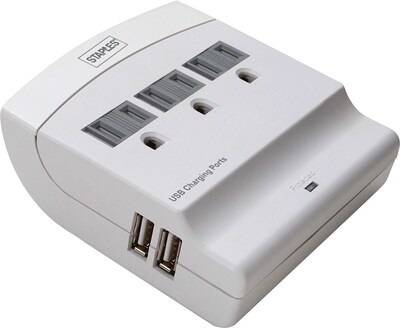 3-Outlet 1200 Joule Wall Mount Surge Protector with USB Charging Ports