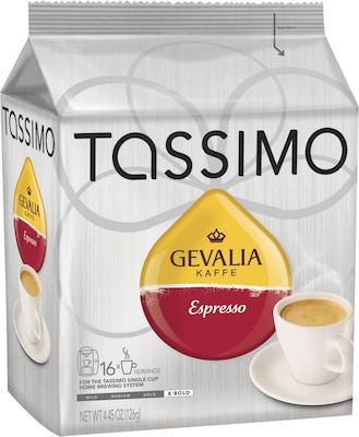 TASSIMO Mastro Lorenzo Espresso Tassimo Discs Coffee, Dark Roast, 16/Box (TASSIMO ESPRESSO)