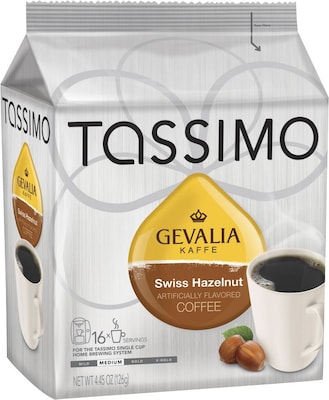 Tassimo Gevalia Hazelnut Coffee T-Discs, Medium Roast, 16/Box (01942)