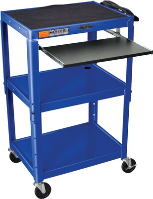 Luxor 3-Shelf Metal Mobile A/V Cart with Lockable Wheels, Blue (AVJ42KB-RB)