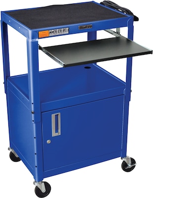 Luxor 2-Shelf Metal Mobile A/V Cart with Lockable Wheels, Royal Blue (AVJ42KBC-RB)