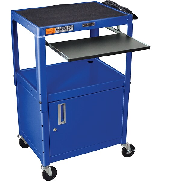Luxor 2-Shelf Metal Mobile A/V Cart with Lockable Wheels, Royal Blue (AVJ42KBC-RB)
