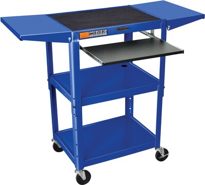 Luxor 3-Shelf Metal Mobile A/V Cart with Lockable Wheels, Royal Blue (AVJ42KBDL-RB)