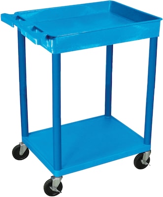 Luxor STC Series 2-Shelf Polyethylene Mobile Utility Cart with Lockable Wheels, Blue (BUSTC12BU)