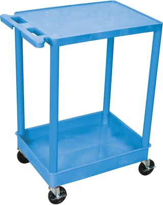 Luxor® STC Series 2 Shelves Flat Top & Tub Bottom Shelf Cart; Blue