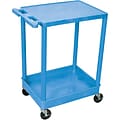 Luxor® STC Series 2 Shelves Flat Top & Tub Bottom Shelf Cart; Blue