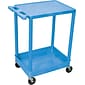 Luxor® STC Series 2 Shelves Flat Top & Tub Bottom Shelf Cart; Blue