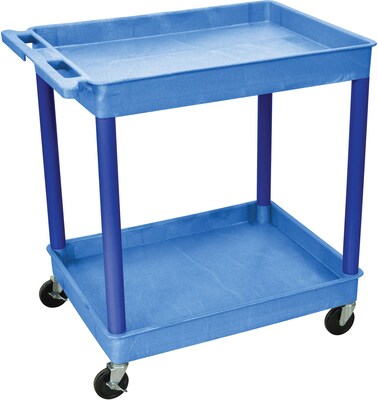 Luxor® TC Series 37 1/4(H) 2 Shelves Large Tub Cart, Blue