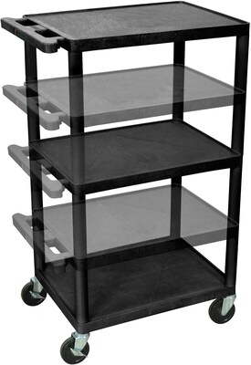 Luxor® 3 Shelves Multi Height AV Cart, Black