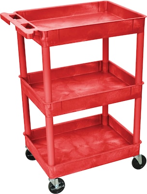 Luxor® STC Series 36 1/2(H) 3 Shelves Tub Cart, Red