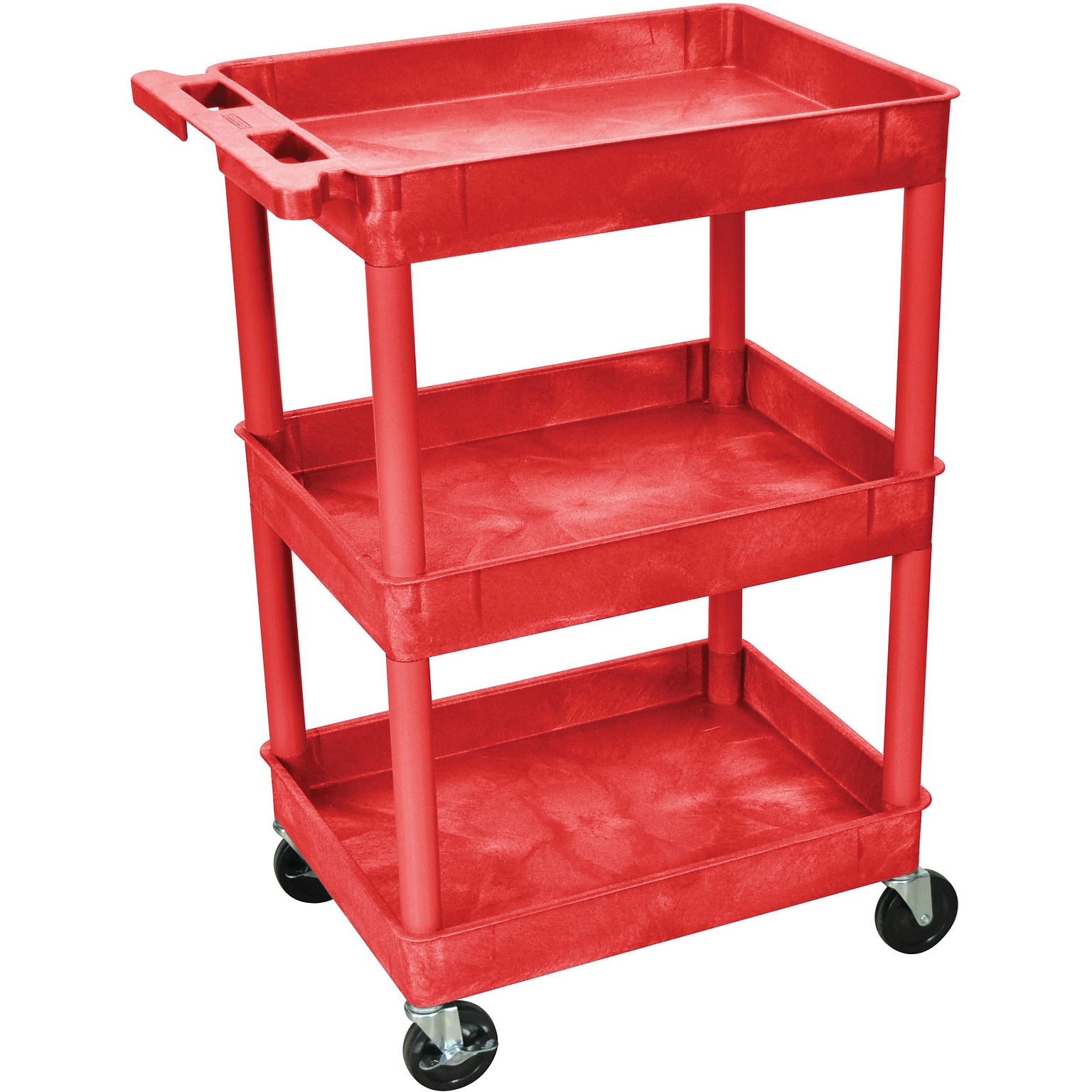 Luxor® STC Series 36 1/2(H) 3 Shelves Tub Cart, Red