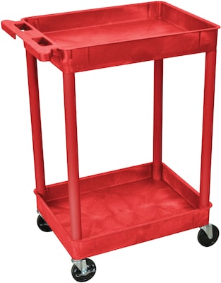 Luxor® STC Series 37 1/2(H) 2 Shelves Tub Cart, Red