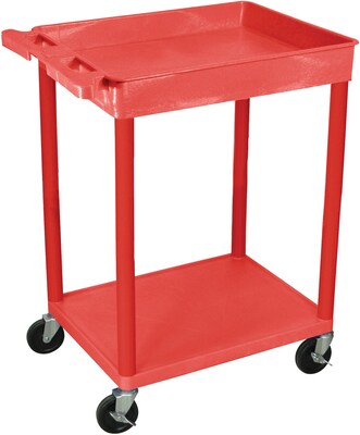 Luxor® STC Series 35 3/4(H) 2 Shelves Top Tub & Bottom Flat Shelf Cart, Red