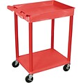 Luxor® STC Series 35 3/4(H) 2 Shelves Top Tub & Bottom Flat Shelf Cart, Red