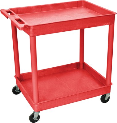 Luxor® TC Series 37 1/4(H) 2 Shelves Large Tub Cart, Red