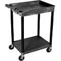 Luxor® STC Series 35 3/4(H) 2 Shelves Top Tub & Bottom Flat Shelf Cart, Black