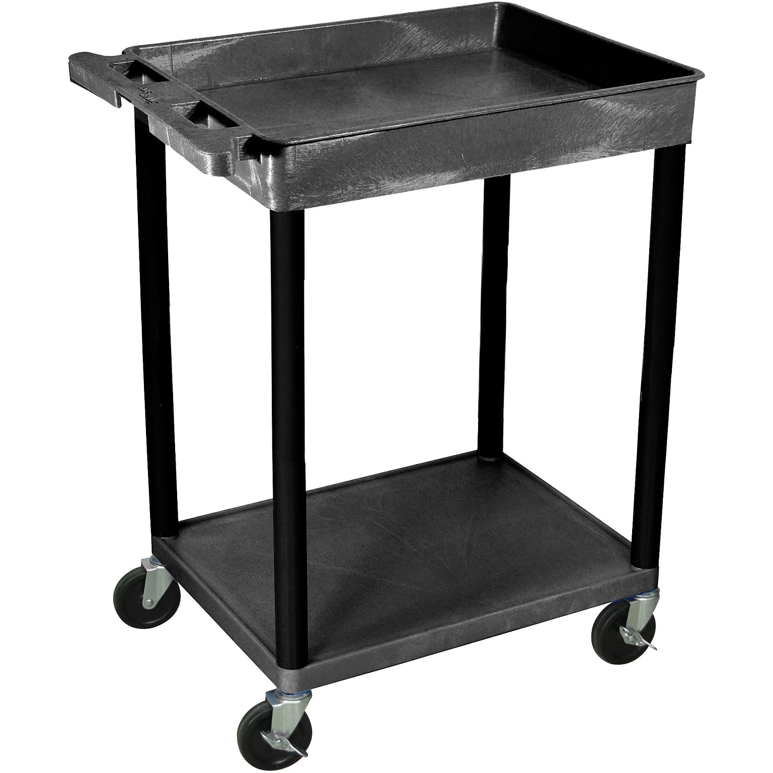 Luxor® STC Series 35 3/4(H) 2 Shelves Top Tub & Bottom Flat Shelf Cart, Black