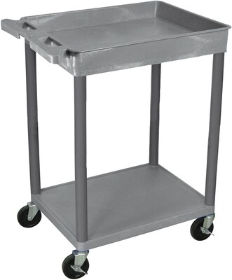 Luxor® STC Series 35 3/4(H) 2 Shelves Top Tub & Bottom Flat Shelf Cart, Gray