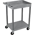 Luxor® STC Series 35 3/4(H) 2 Shelves Top Tub & Bottom Flat Shelf Cart, Gray