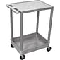 Luxor® STC Series 2 Shelves Flat Top & Tub Bottom Shelf Cart, Gray